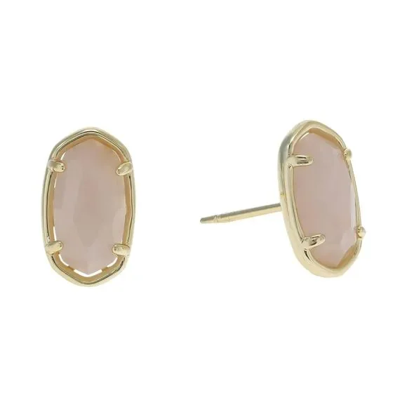 NWT Kendra Scott Emilie Gold Rose Quartz Stud Earrings - Picture 10 of 10